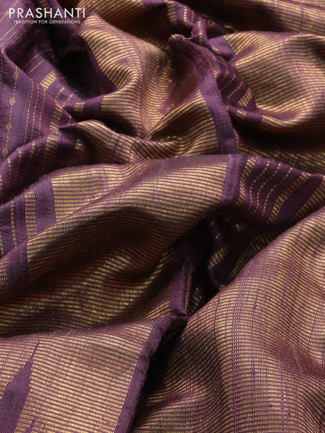 Pure dupion silk saree pastel purple with allover zari weaves and floral embrodery work border