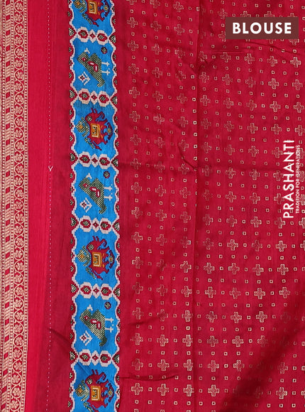 Semi pochampally saree mustard yellow and pink with allover patola prints and zari woven border