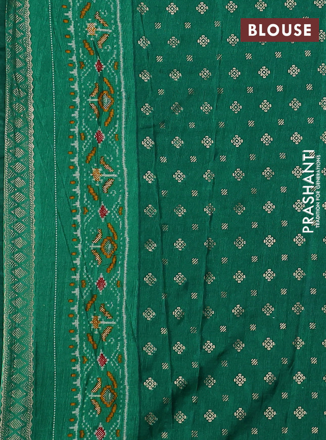 Semi pochampally saree green with allover ikat prints and zari woven border