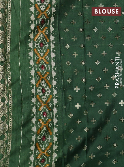 Semi pochampally saree green with allover ikat prints and zari woven border