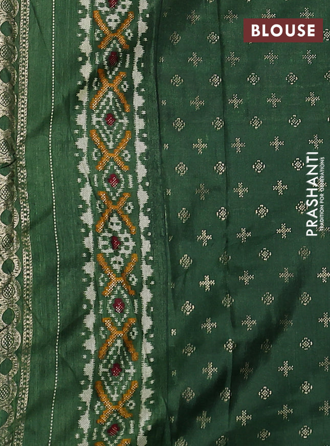 Semi pochampally saree green with allover ikat prints and zari woven border