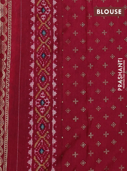 Semi pochampally saree maroon with allover ikat prints and zari woven border