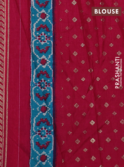 Semi pochampally saree rosy brown and pink with allover ikat prints and zari woven border