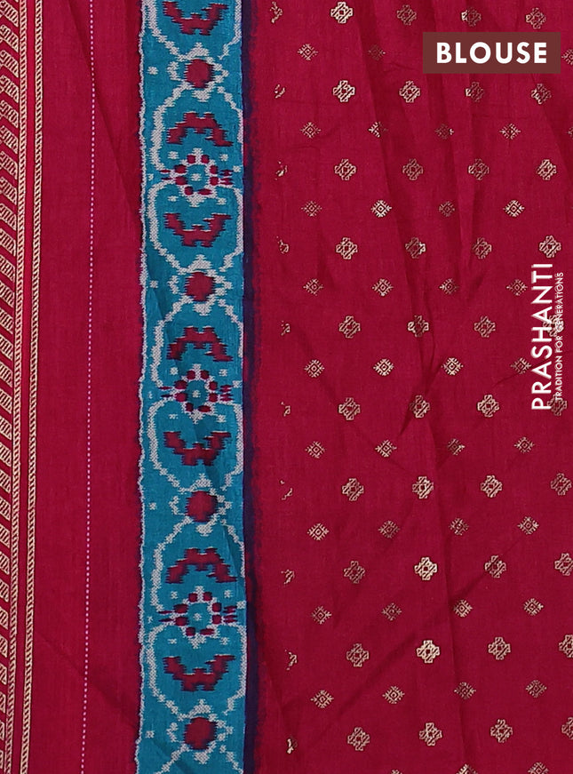 Semi pochampally saree rosy brown and pink with allover ikat prints and zari woven border