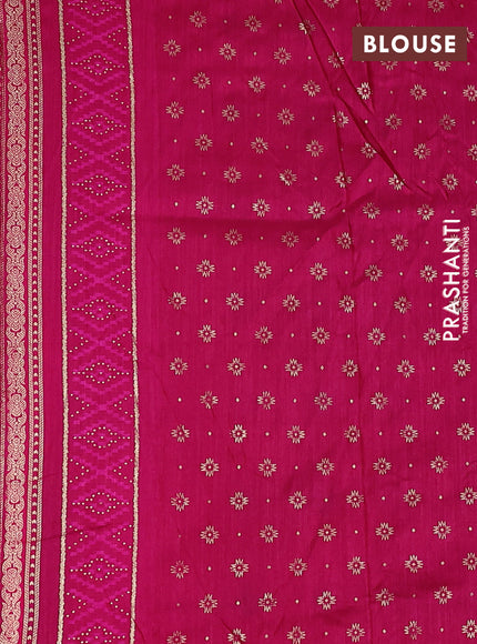 Semi pochampally saree cs blue and pink with ikat butta prints and long printed zari border