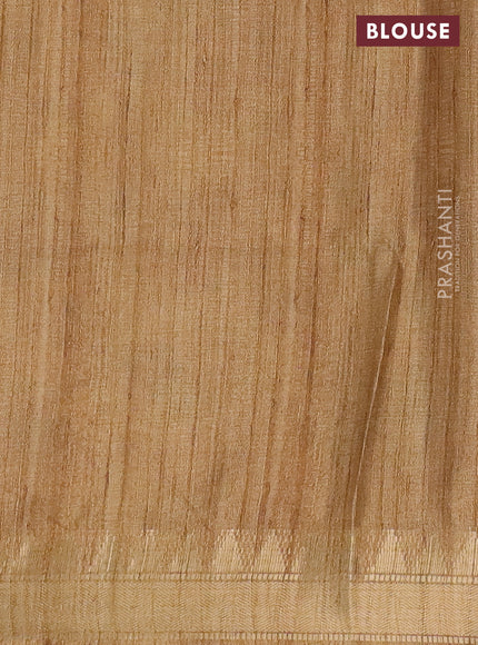 Semi tussar saree sandal with allover floral prints and zari woven border