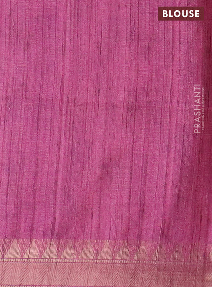 Semi tussar saree light pink with allover floral prints and zari woven border
