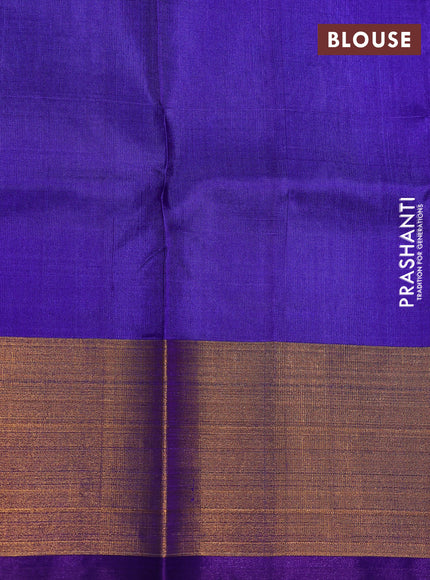 Pure uppada silk saree blue and violet with allover zari weaves & buttas and zari woven border