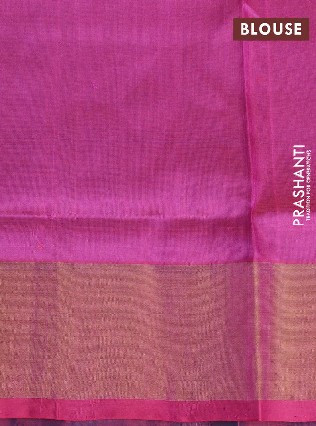 Pure uppada silk saree cs blue and pink with allover zari weaves & buttas and zari woven border