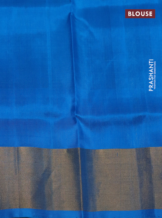 Pure uppada silk saree coffee brown and cs blue with allover zari weaves & buttas and zari woven border