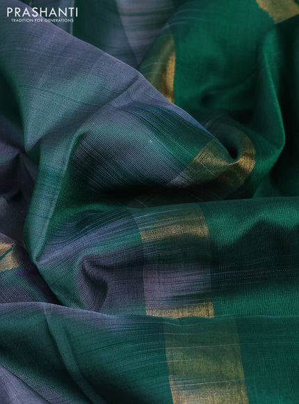 Pure uppada silk saree dual shade of green with floral jamdhani buttas and jamdhani design pallu