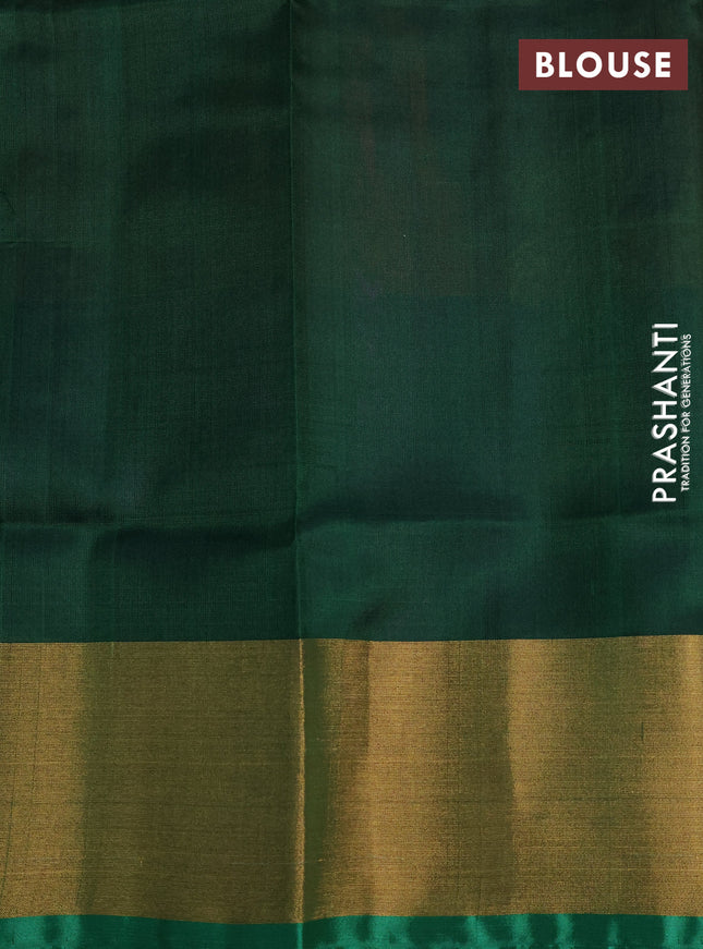 Pure uppada silk saree dual shade of pinkish orange and green with floral jamdhani buttas and jamdhani design pallu