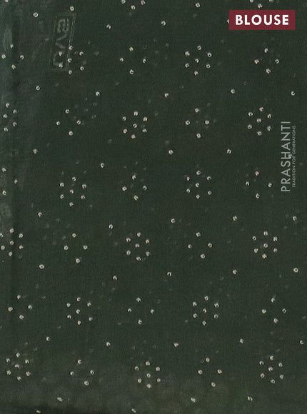 Semi linen saree pastel green and green with allover kalamkari prints and bandhani printed pallu