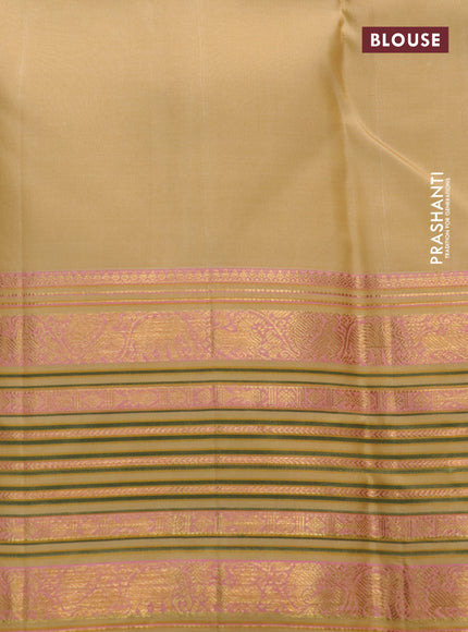 Pure kanchipuram silk saree cream with zari woven buttas and long zari woven border