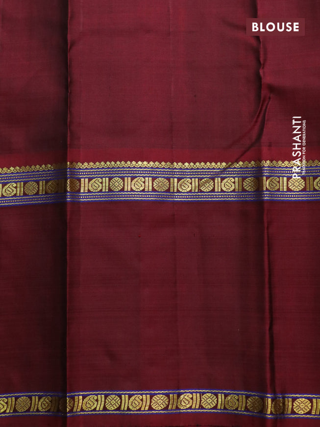 Pure kanchipuram silk saree mehendi green with allover zari checked pattern and ganga jamuna border