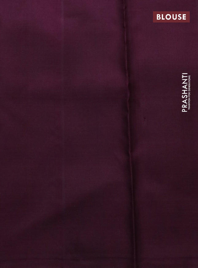 Pure kanchipuram silk saree pista green and wine shade with allover zari weaves & buttas in borderless style