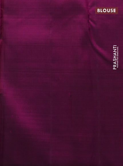 Pure kanchipuram silk saree teal shade and magenta pink with allover zari weaves & buttas in borderless style