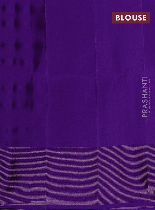 Pure soft silk saree teal blue and violet with allover zari weaves and zari woven border