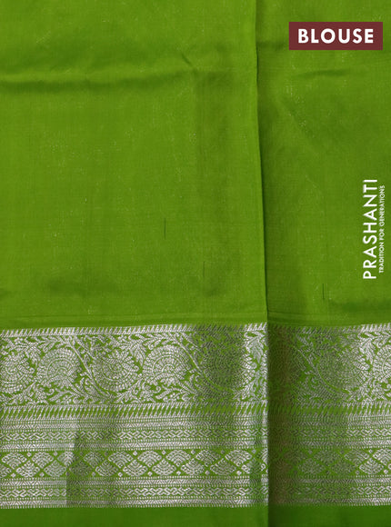Venkatagiri silk saree red and dual shade of green with silver zari woven annam & rudhraksha buttas and rich silver zari woven border