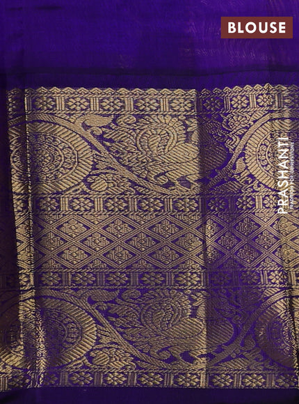 Kuppadam silk cotton saree peach pink and blue with allover veldhari pattern and long zari woven border