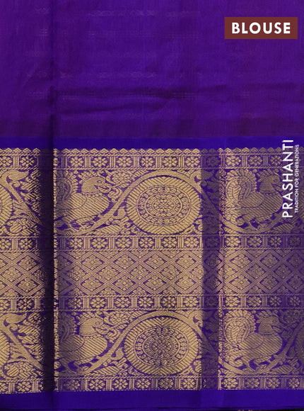 Kuppadam silk cotton saree rustic orange and blue with allover veldhari pattern and long zari woven border