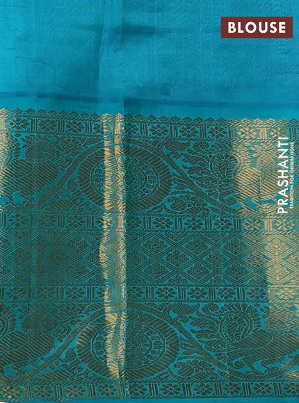 Kuppadam silk cotton saree pink and teal green shade with allover veldhari pattern and long zari woven border