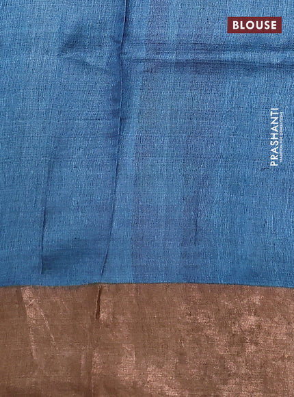 Pure tussar silk saree red and sandal with allover kalamkari hand painted prints and zari woven border