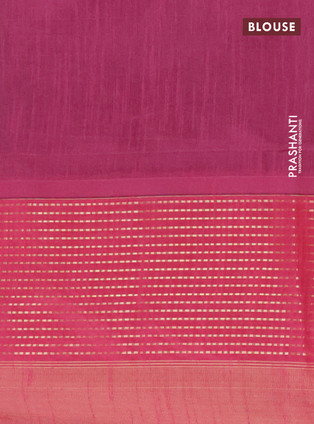 Semi dupion saree royal blue and pink with plain body and long zari woven border