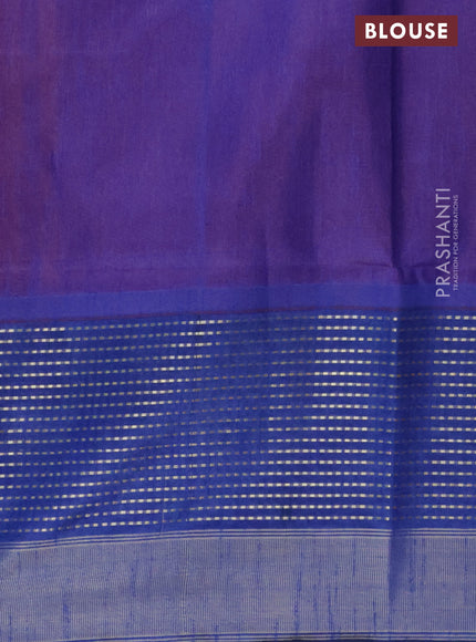 Semi dupion saree kumkum red and blue with plain body and long zari woven border