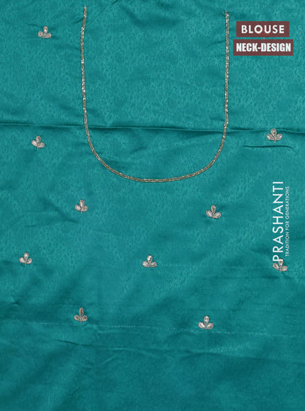 Banarasi silk saree teal blue with allover zari woven brocade weaves and embroidery sequin work border