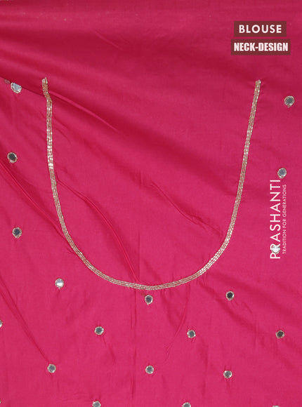 Banarasi silk saree pink with allover zari woven brocade weaves and embroidery mirror work border