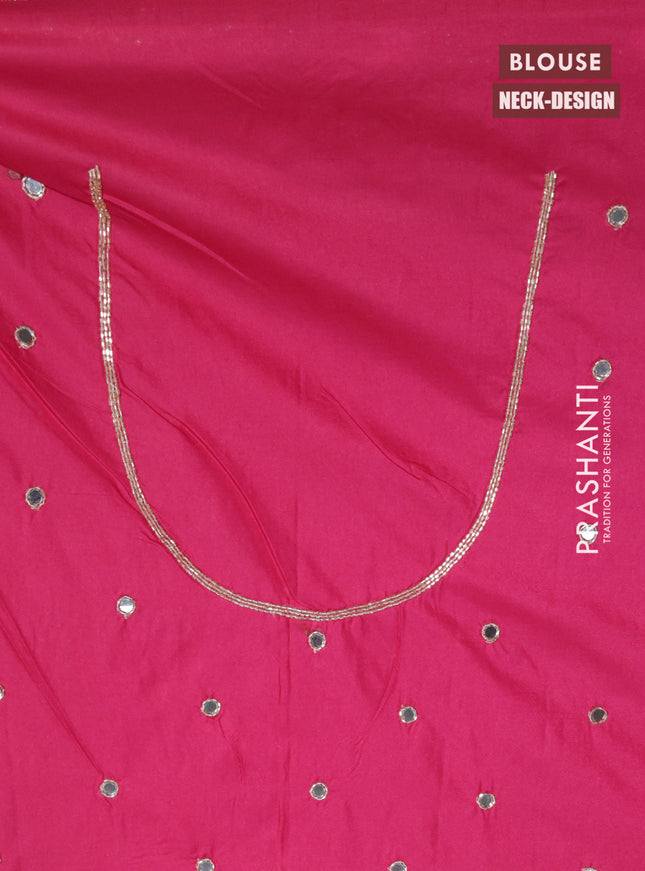 Banarasi silk saree pink with allover zari woven brocade weaves and embroidery mirror work border
