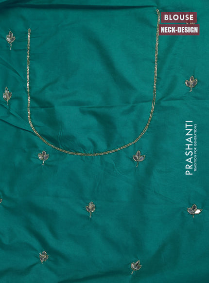 Banarasi silk saree teal green with allover zari woven brocade weaves and embroidery mirror work border