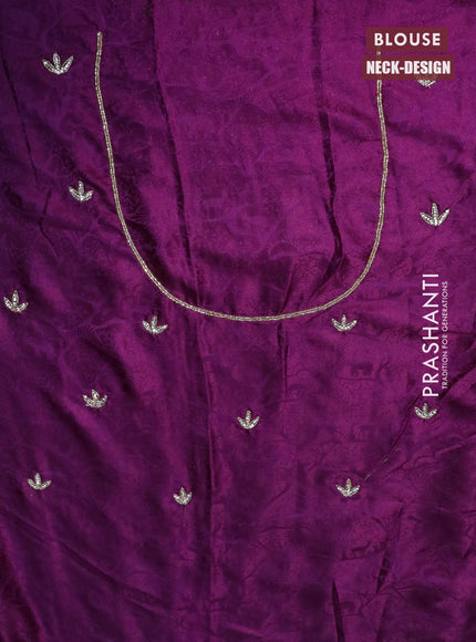 Banarasi silk saree purple with allover zari woven brocade weaves and embroidery mirror work border
