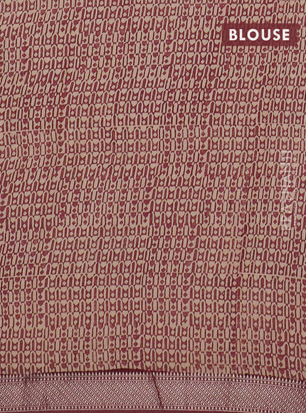 Semi chanderi saree pale orange and maroon with allover kalamkari prints and zari woven border