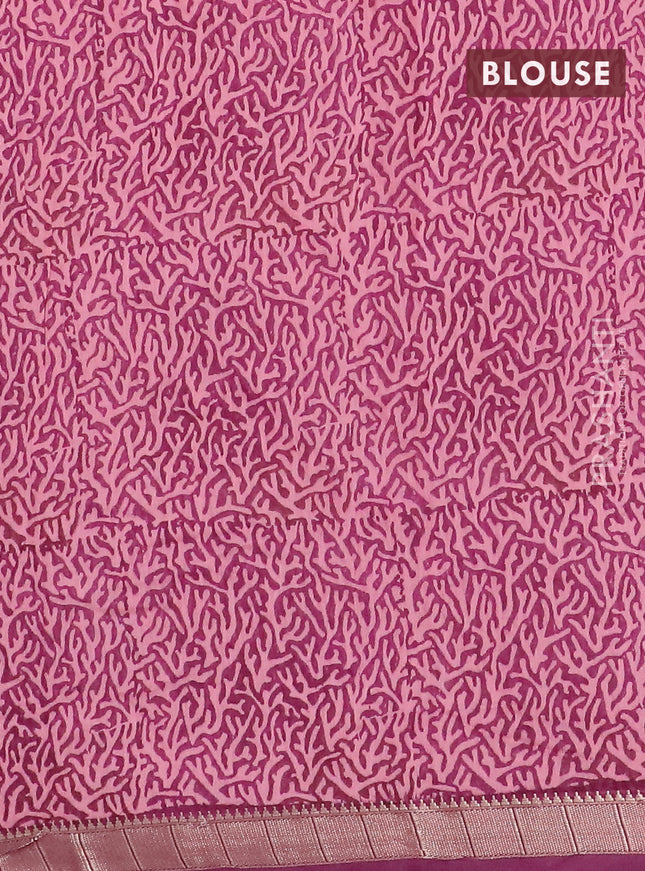 Semi chanderi saree light pink and magenta pink with allover stripe pattern and zari woven border