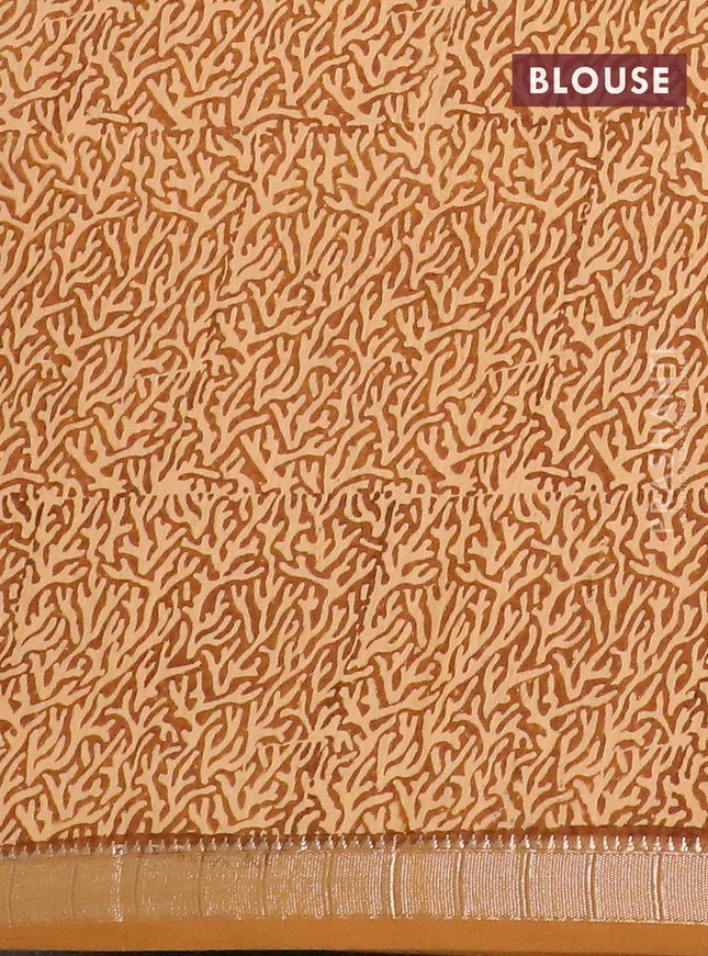 Semi chanderi saree yellow shade and dark mustard with allover stripe pattern and zari woven border