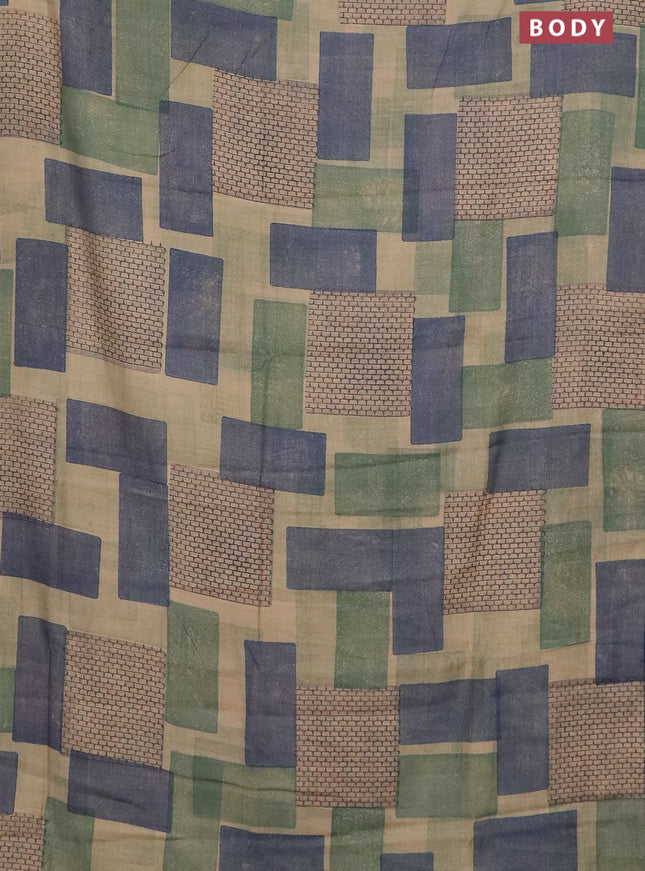 Semi chanderi saree multi colour and blue with geometric prints and zari woven border