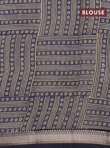 Semi chanderi saree multi colour and peacock blue with geometric prints and zari woven border