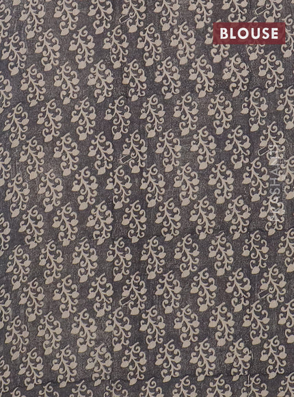 Semi chanderi saree black and sandal with allover prints and zari woven border