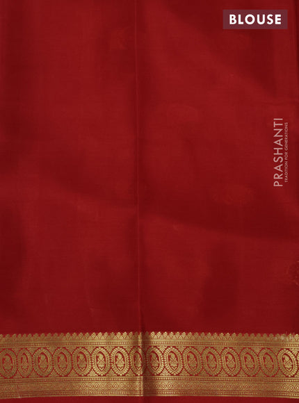 Pure mysore silk saree cs blue and red with zari woven buttas and zari woven border