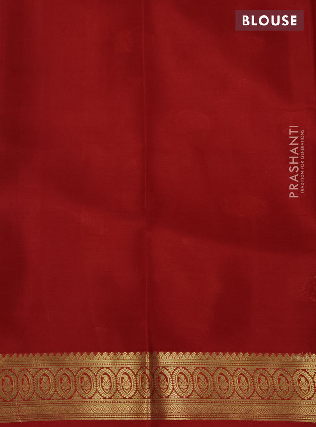 Pure mysore silk saree cs blue and red with zari woven buttas and zari woven border