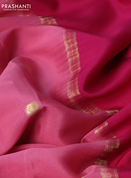 Pure mysore silk saree peach pink and pink blue with zari woven buttas and long rettapet zari woven border