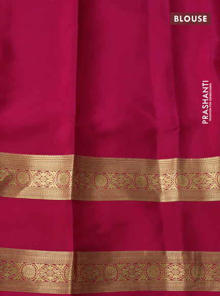 Pure mysore silk saree peach pink and pink blue with zari woven buttas and long rettapet zari woven border