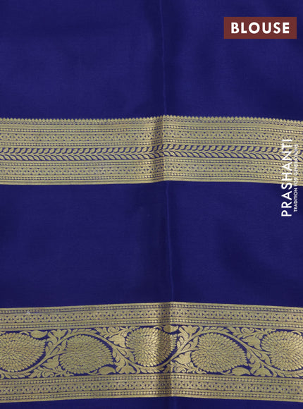 Pure mysore silk saree pastel lavender and blue pink with zari woven buttas and long rettapet zari woven border