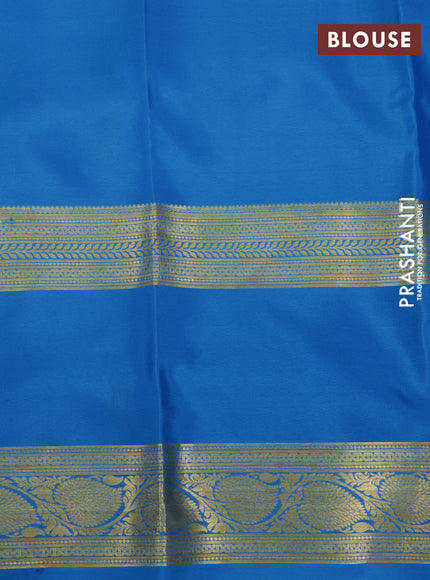 Pure mysore silk saree pink and blue cs blue with zari woven buttas and long rettapet zari woven border