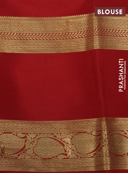 Pure mysore silk saree teal blue and red coffee brown with zari woven buttas and long rettapet zari woven border
