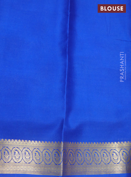 Pure mysore silk saree violet shade and blue cs blue with zari woven buttas and long zari woven border