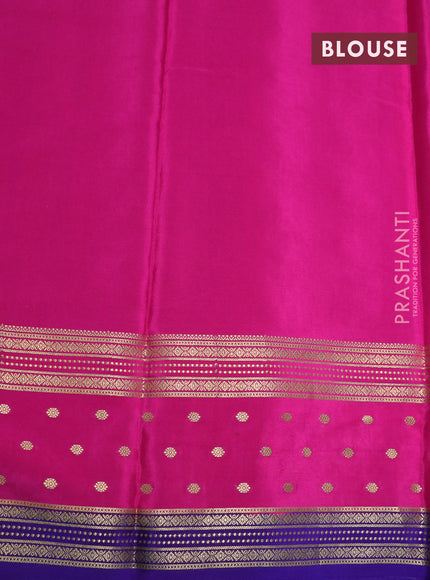 Pure mysore silk saree light blue and pink blue with zari woven buttas and long zari woven border