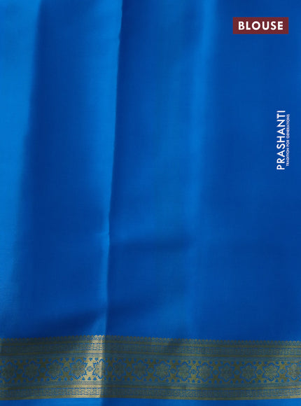 Pure mysore silk saree blue with allover zari checked pattern and zari woven border